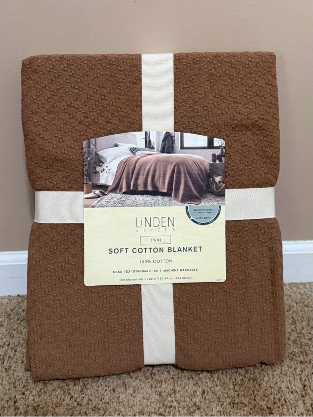 Linden Street Twin Soft Cotton Blanket - Brown